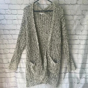 Young Fabulous and Broke Long Sleeve Gray and White Open‎ Front Duster Size M/L